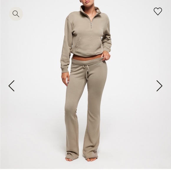 SKIMS SET - French terry low rise pant & shrunken half zip in TAUPE - Picture 1 of 8